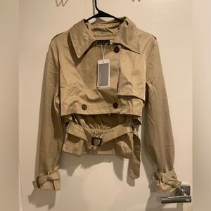 URBAN REVIVO Gray cropped trench coat